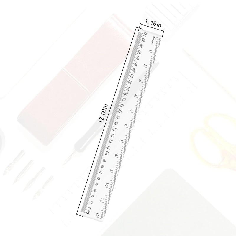 4 Pack Clear Plastic Straight Rulers, Clear Ruler Bulk, Transparent