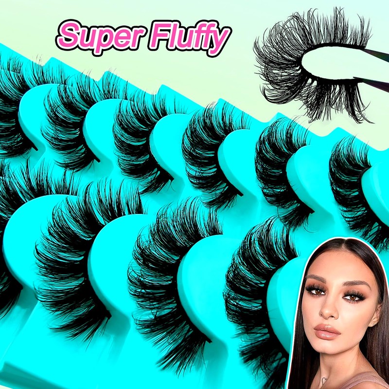 7 Pairs of 3D False Eyelashes, Cat Eye, Fluffy Volume,