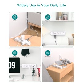 Flat Plug Power Strip, Ultra Thin Flat Extension Cord - Addtam 12 Widely AC 3 Sides Multiple Outlets, 5Ft, 1050J Surge Protector, Wall Mount, Desk Charging Station for Home Office Dorm Room Essentials