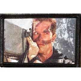 Redheaded Tshirts - Commando Schwarzenegger Morale Patch.2x3 Hook and Loop Patch. Made in The USA