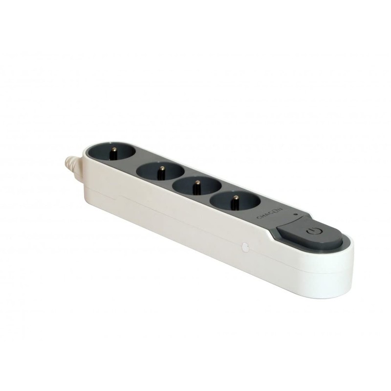 Chacon 49450 4–Way Power Outlet Strip with Surge Protection and