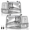TUSDAR 6PCS Headlight Assembly With Bulbs for 1992-1996 Ford F150
