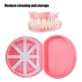 Estuche de Retenedor de Dentadura Postiza de 2 Uds, Estuche de Contenedor Protector de Boca Parcial Portátil, Estuche de Dentadura Postiza, Cajas de Almacenamiento de Dentadura de Ortodoncia(rosado)