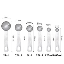 6 Piece Stainless Steel Measuring Spoons, Stackable Measuring Spoons Set, Scale Spoon, Metal Weighing Spoon for Baking, Measuring Tools, Cooking, Cups (Round)