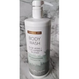 TRANQUIL SPA Body Wash Aloe Vera + Cucumber Blend- Replenishing Avocado Oil 32oz