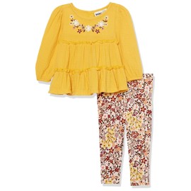 Kids Headquarters Baby Girls 2 Pieces Legging Set, Yolk Yellow/Print, 12M US