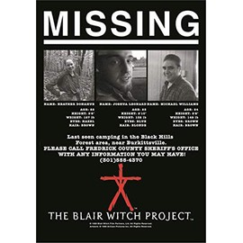 Heart Rock Original Flag Blair Witch Project Missing Flyer, Fabric, Multicoloured, 110 x 75 x 0.1 cm