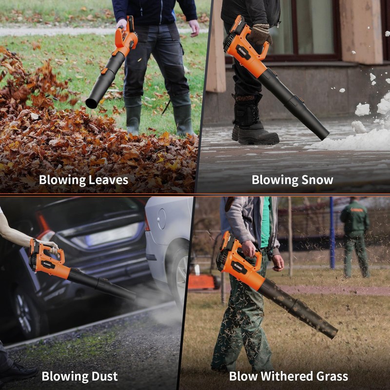 Leaf Blower, 21V Cordless Electric Blower with 2 2.0Ah Batteries