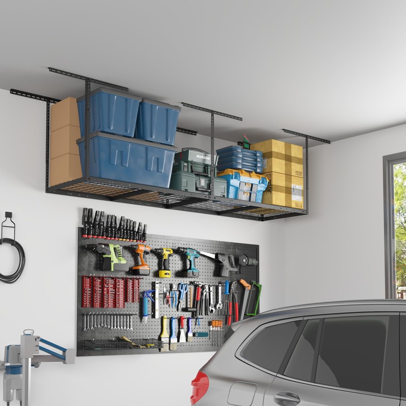 FLEXIMOUNTS 2x8 Garage Storage Rack, Adjustable Overhead Storage Organization System,