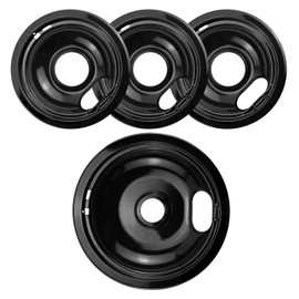 Black Stove Burner Drip Pans Replacement for Whirlpool Amana Crosley Electric Range, Stove Top Drip Bowls Includes 1 Large 8-Inch W10290353 and 3 Small 6-Inch W10290350 by APPLIANCEMATES