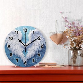 UMIRIKO Angel Wings Clock Bathroom Kitchen Wall Clock for Girl Boy Non Ticking Quiet Easy to Read for Bedroom Decor 9.8 Inch Round Clock S0402849