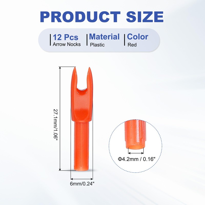 PATIKIL Archery Arrows Nocks 4.2mm, 12 Pack Plastic Insert Arrow