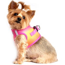 Ultra Choke Free Step in Reflective Dog Harness American River Ombre Raspberry Pink Orange (Large)