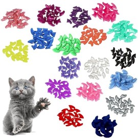 LALOCAPEYO 140pcs Cat Nail Caps, Colorful Pet Cat Soft Claws Nail Covers for Cat Claws, Tips Pet Cat Kitty Soft Claws Covers Control Paws