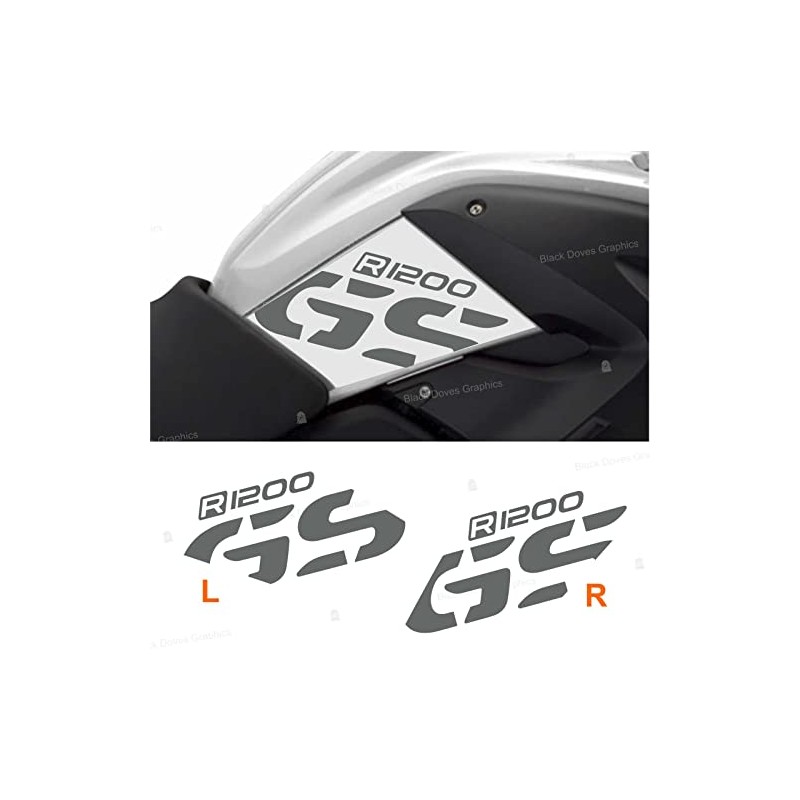 2 Stickers Compatible with Motorcycle R 1200 GS 2008-2012 White