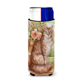 Caroline's Treasures CDCO0236MUK Maine Coon Cat by Debbie Cook Ultra Beverage Insulators for slim cans, Slim Can, multicolor