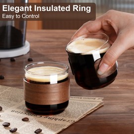 gegewawa Espresso Cups Set of 4 with Ring, 5 OZ High Borosilicate Espresso Shot Glass, Clear Small Expresso Shots Cup, Espresso Accessories