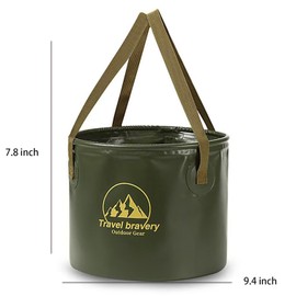 Outdoor Portable Folding Bucket, Picnic, Fishing Bucket, Water Bucket, Large Capacity Handheld Bucket, Suitable for Camping, Hiking, Water Filling, Vegetables and Fruits (ForestGreen, 10L)