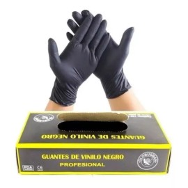 Globus Guantes De Vinilo Negro Chicos Desechable Con 100 Pzas