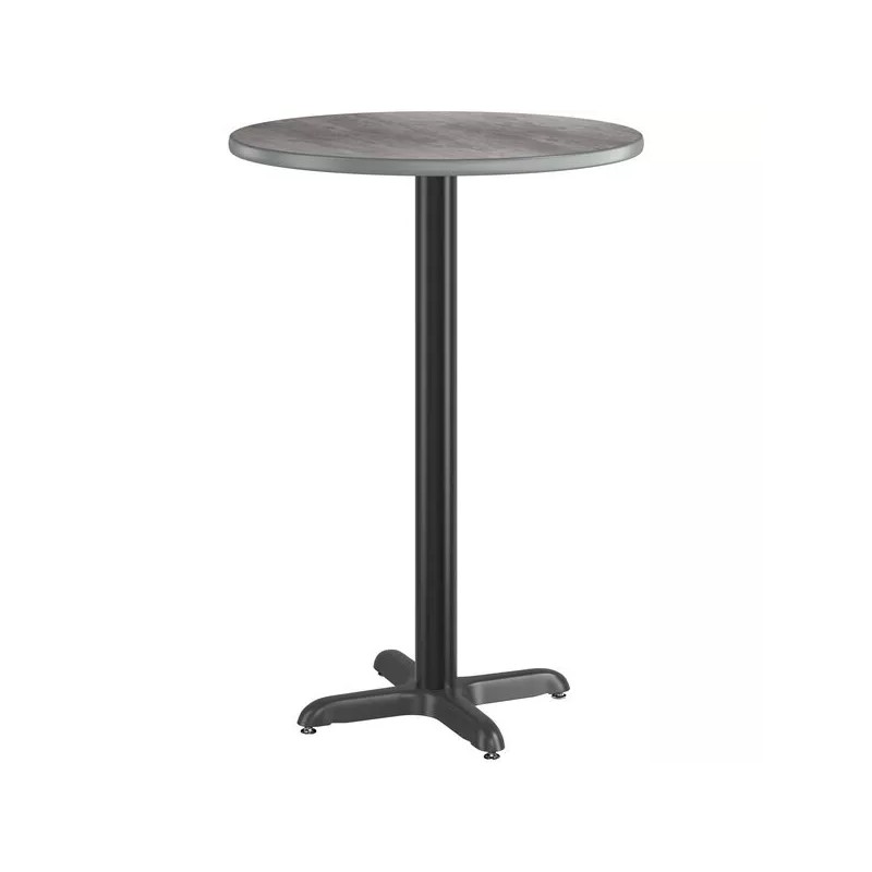 LANC 30" Round Gray Laminate Table Top With Base -