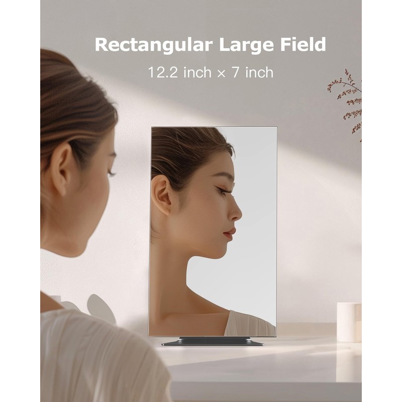 NEZZOE Rectangular Makeup Mirror, 12 Inch Metal Desk Mirror, Table