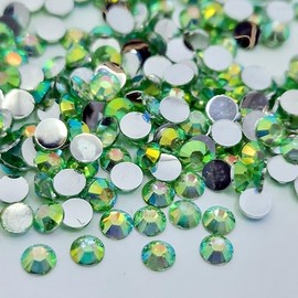 MajorCrafts 3000pcs 3mm ss12 Crystal AB Coated Flat Back Round 14 Facets Resin Rhinestones Embellishment Gems (Crystal Peridot Green AB13)