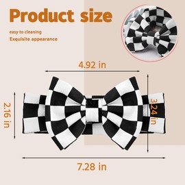 Checkered Baby Bow Headband for Newborn Infant Bow Hair Band for Toddler Baby Girls Bowknot Head Band Black And White Headwear Hair Band for Baby Girls Checkered Hair Accessories for Kids