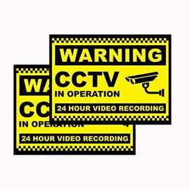 24 Hours Video Recording Sign Stickers CCTV Video Surveillance Sticker Alarm Sign Decal - Warning Security Cameras in USE, Indoor & Outdoor Use, Waterproof - 2 Pack