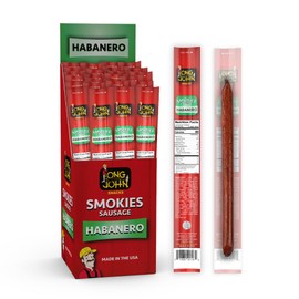 Long John Snacks Habanero Smokies – Pork & Beef Smoked Links Seasoned with Habanero Pepper – Gluten-Free, Bold Flavor & High Heat – Individually Wrapped for Mess-Free Snacking –24pack.