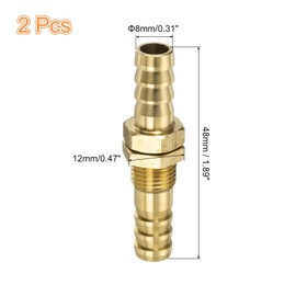 sourcing map 2 Pcs Brass Hose Barb Fitting Straight Connector Coupler, 5/16" ID Brass Fitting Air Hose Fittings for Connecting Water Fuel Air, Oil Hoses Gold