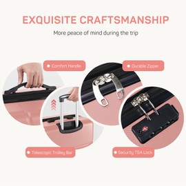 3-Piece Luggage Sets, Hard Shell Suitcases with Spinner Wheels, Expandable Lightweight Rolling Suitcase Sets with TSA Lock, Pink (20/24/28 Inch)