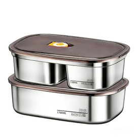AXVRAV Confezione da 2 contenitori per il pranzo in acciaio inox 304, per bambini e adulti, 1,3 l + 1,7 l, con scomparti, a prova di perdite, portatili, per microonde e lavastoviglie, ideali per
