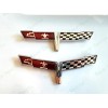 AUTO 2PC Chrome FRONT NOSE Rear Gas Lid Crossed Flag