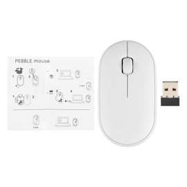 Wireless Mouse White 2.4G BT Mode Ultra Slim Silent Optical Tracking Office Mouse for Working Editing Laptop Desktop
