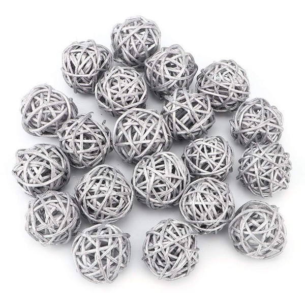 HERCHR 20Pcs Wicker Rattan Balls,Decorative Rattan Balls,Decorative Orbs Natural Spheres