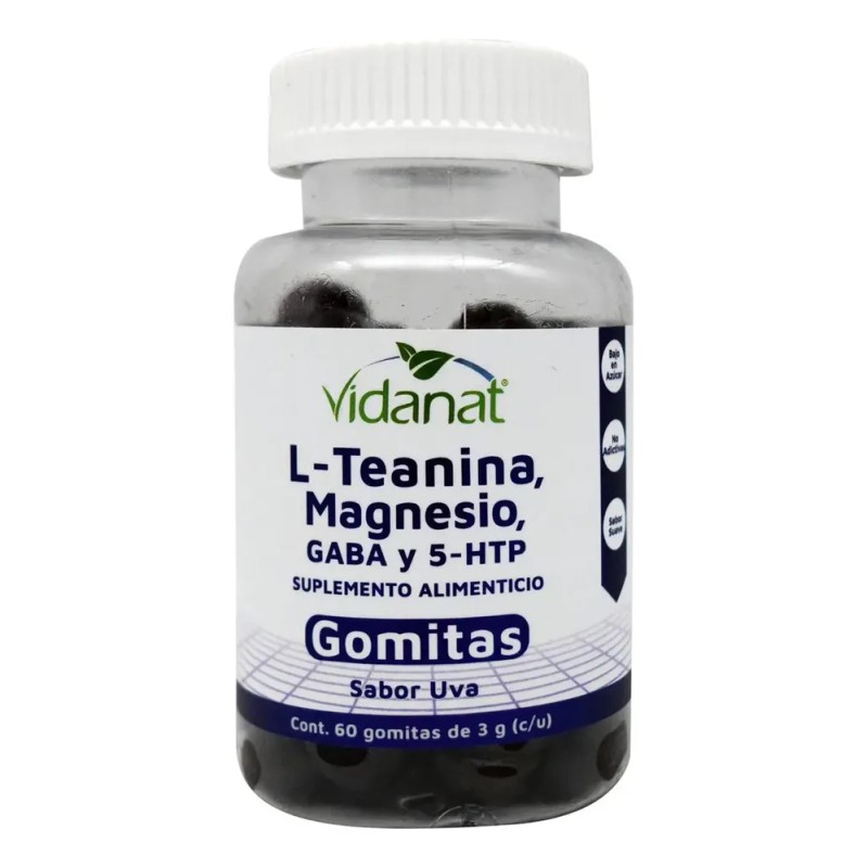 Teanina Magnesio Gaba 5-htp 60 Gomitas Uva Vidanat
