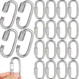 20PCS 1/4 inch Quick Links Stainless Steel Chain Links, M6 Oval Quick Link Carabiner, Small Threaded Quick Chain Clip, Rope Connector for Camping, Hiking, Swing, Hammocks, Outdoor & Gym - 620lbs Load