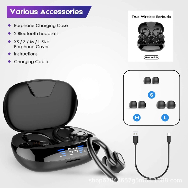 JIMYAO VV2 Wireless Bluetooth Earbuds Waterproof with Ear Hook