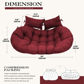 lihtsofty Double Egg Chair Cushion Replacement 55x35in Thickened Double Egg Swing Chair Cushions Removable Swing Chair Cushion for Outdoor Patio Hanging Basket Chair,Red