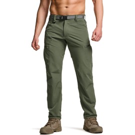 CQR Men's Quick Dry Tactical Pants, Water Resistant Outdoor Pants, Lightweight Stretch Cargo Work Hiking Pants, Rocky Cargo Lichen, 32W x 30L