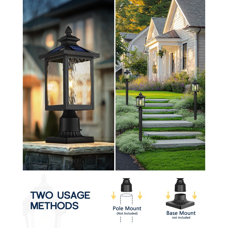 Solar Post Lights Outdoor, 17" Dusk to Dawn Lamp Posts