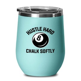 Billiard Teal Edition Wine Tumbler 12oz - chalk softly - Pool Player Gifts Table Rail Balls Chalk Cue Sticks