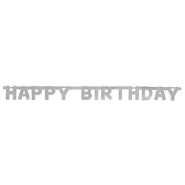 4ft Silver Happy Birthday Banner