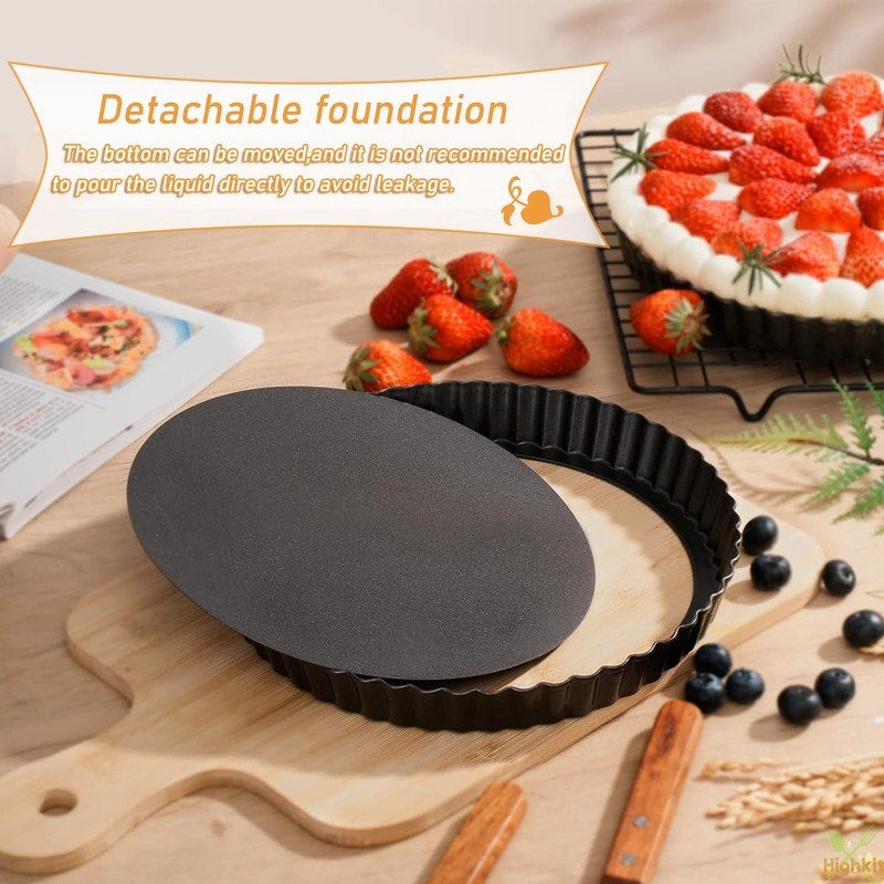 SUJIBHI Quiche Pan 8 inch Non-Stick Tart Tin Flan Case