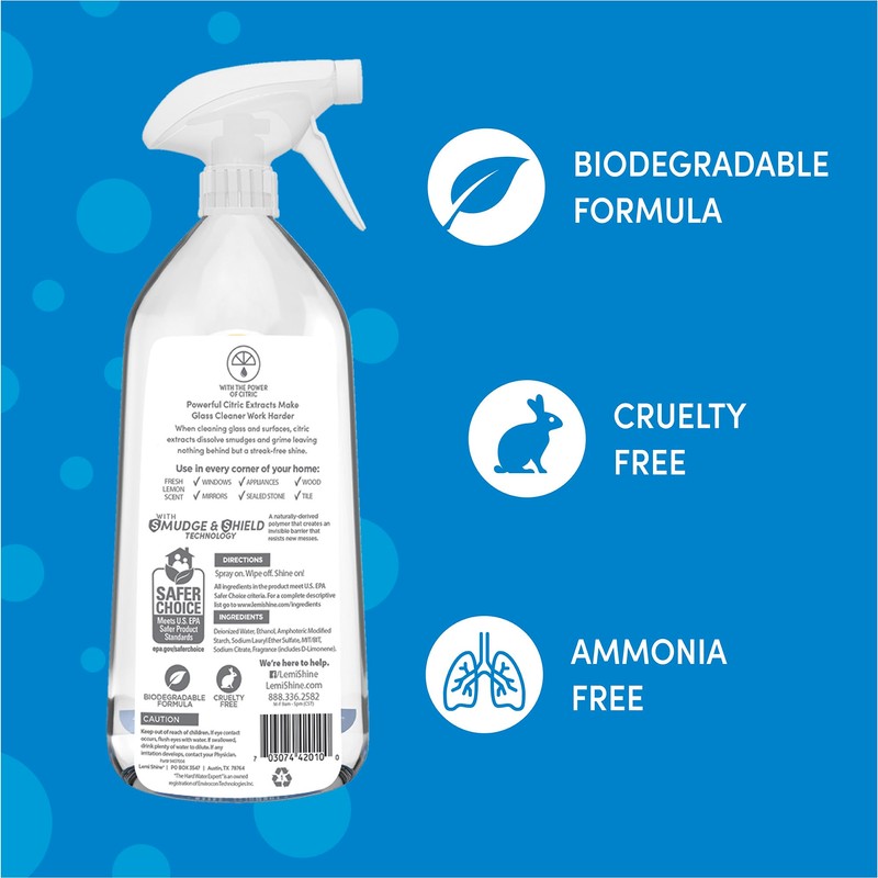 Lemi Shine Glass & Surface Cleaner - Multi-Surface Glass Cleaner