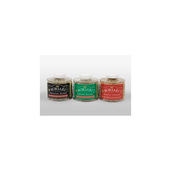 Borsari Seasoned Salt Gift Set - Gourmet Sea Salt Blends With Herbs and Spices - Gluten Free - 4 oz Shaker Bottles, 3 Pack Set (Savory/Orange Ginger/Original)