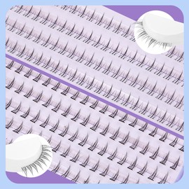 JIMIRE Wispy Bottom Lash Clusters Natural Bottom Lashes with Thin Band Soft Manga Bottom Eyelash Clusters 220Pcs DIY Bottom Lash Extension Kit with Lash Glue and Applicator