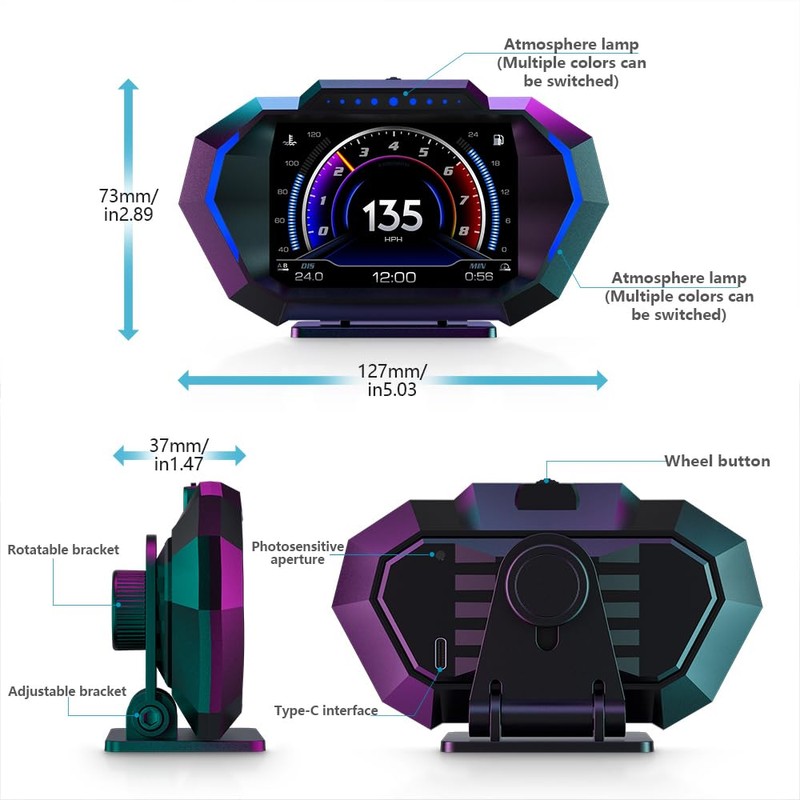 MAIMEIMI OBD2 Heads Up Display for Car, OBD2 & GPS