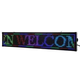 LED Sign, 40" x 8" LED Seven-Color Sign Programmable Advertising Signs Computer USB Flash Drive Control for Restaurants, Outdoor Digital Open Signs LED Ticker Display