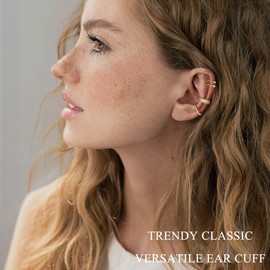 Finrezio Ear Cuffs Non Piercing Earrings for Women Trendy Lightweight Gold Silver Clip On Fake Earrings Non Pierced Cartilage Ear Cuff Jewelry Set